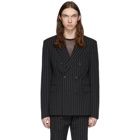 Dries Van Noten Black Pinstripe Double-Breasted Blazer