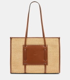 DeMellier Capri leather-trimmed raffia tote bag
