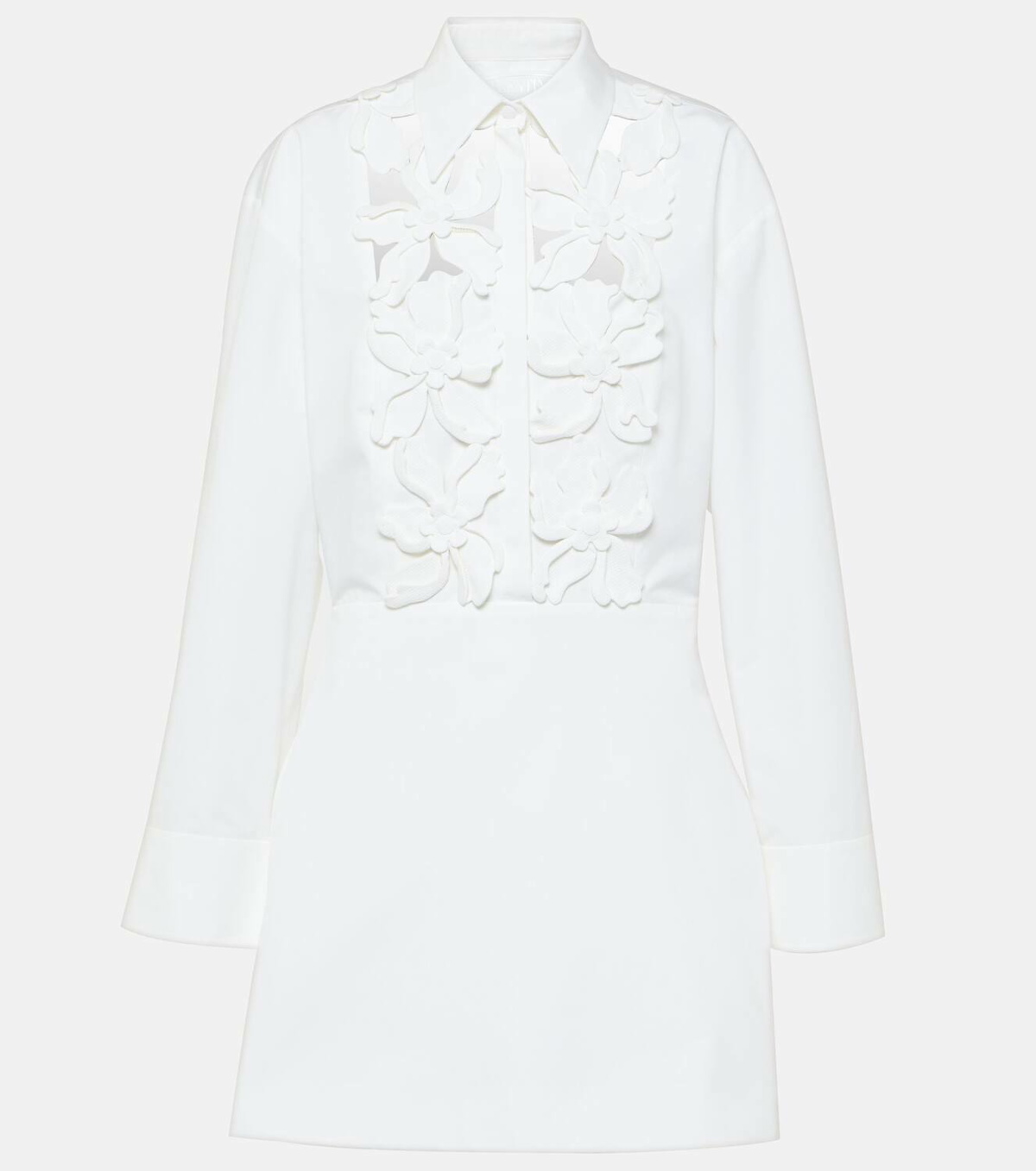 Valentino Embroidered cotton poplin minidress