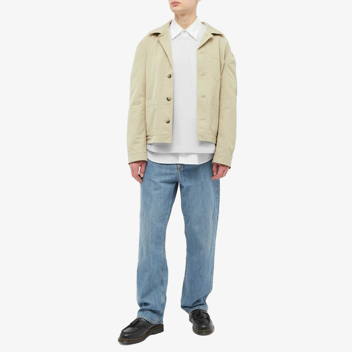Acne Studios Men's Farmy Chain Rib Crew Sweat in Cold White Acne