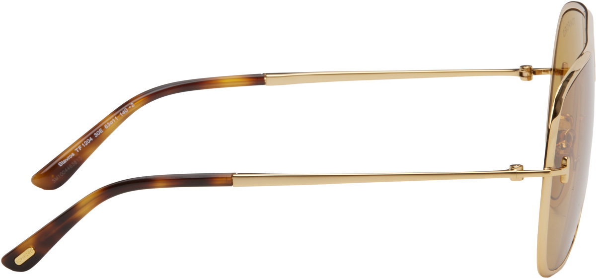 Lunettes De Soleil Tom Ford Frankie TF 735-H - Pilote, Doré/marron, UV400, Neuf Avec étiquettes
