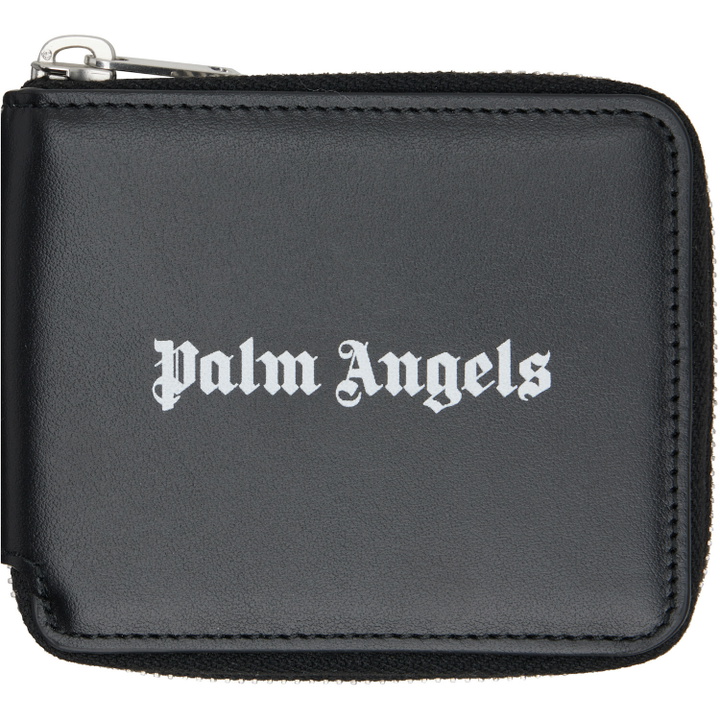 Photo: Palm Angels Black Classic Logo Zip Around Wallet