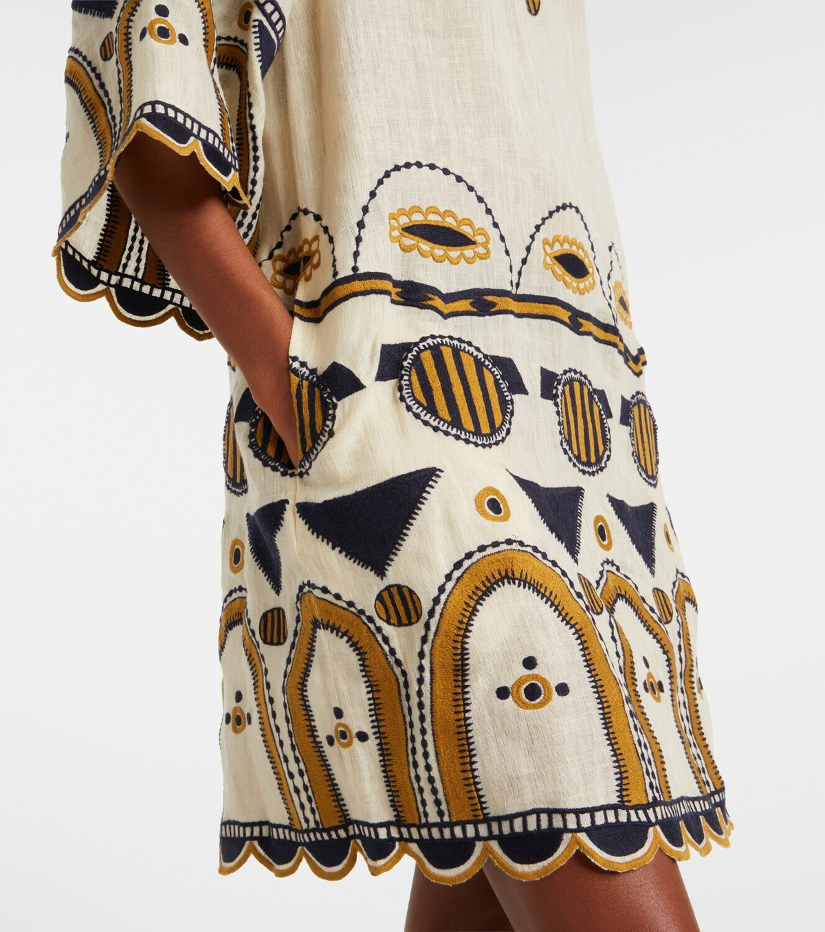 Eres Medaillon embroidered linen minidress