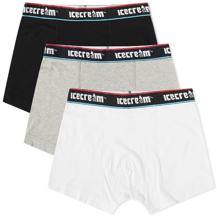 Photo: ICECREAM Men's 3-Pack Boxer Shorts in Black/Grey/White