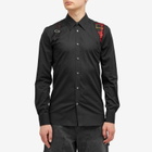 Alexander McQueen Men's Distressed Tartan Harness Shirt in Black