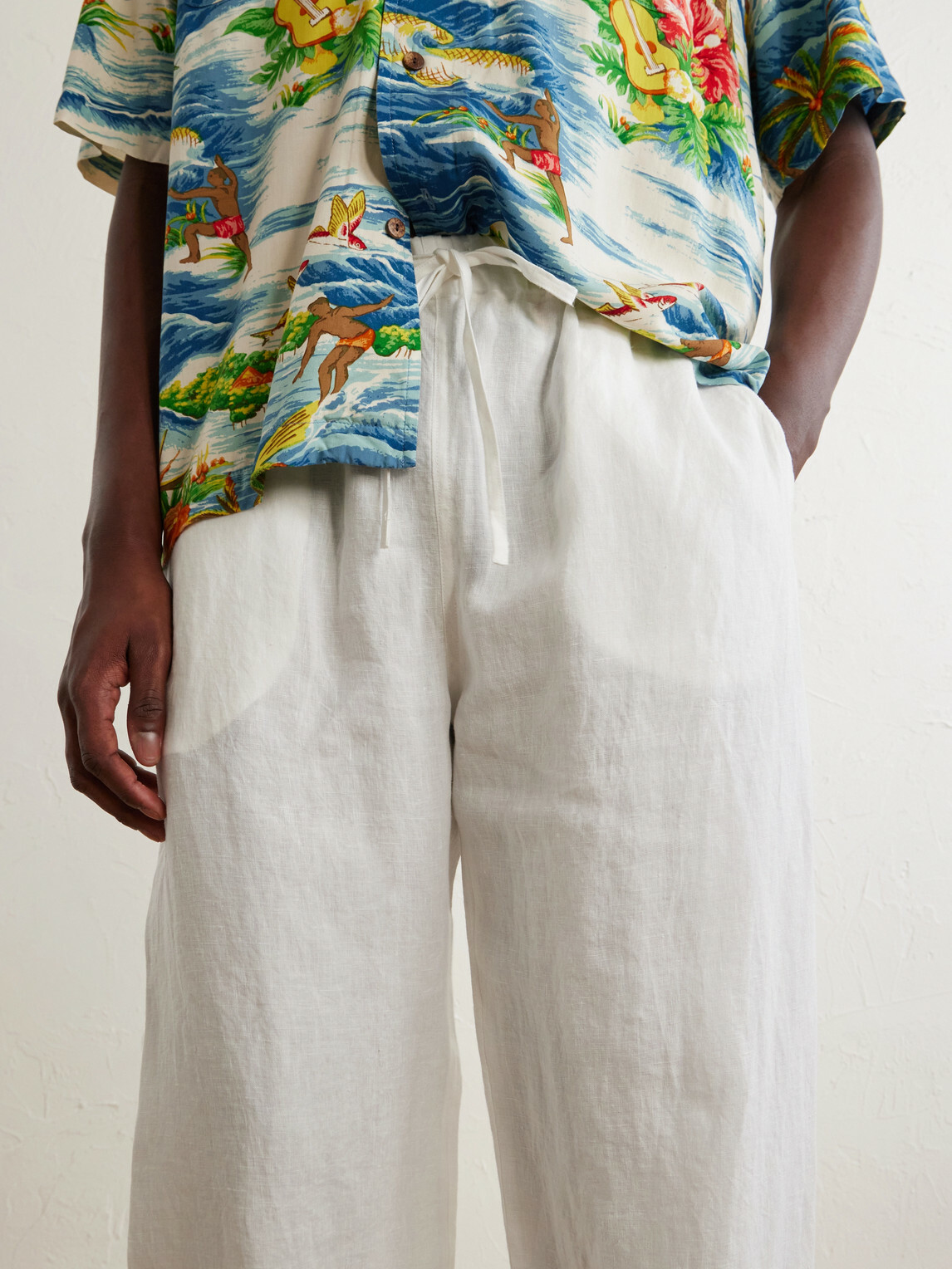 Cherry Los Angeles - Straight-Leg Linen Trousers - White