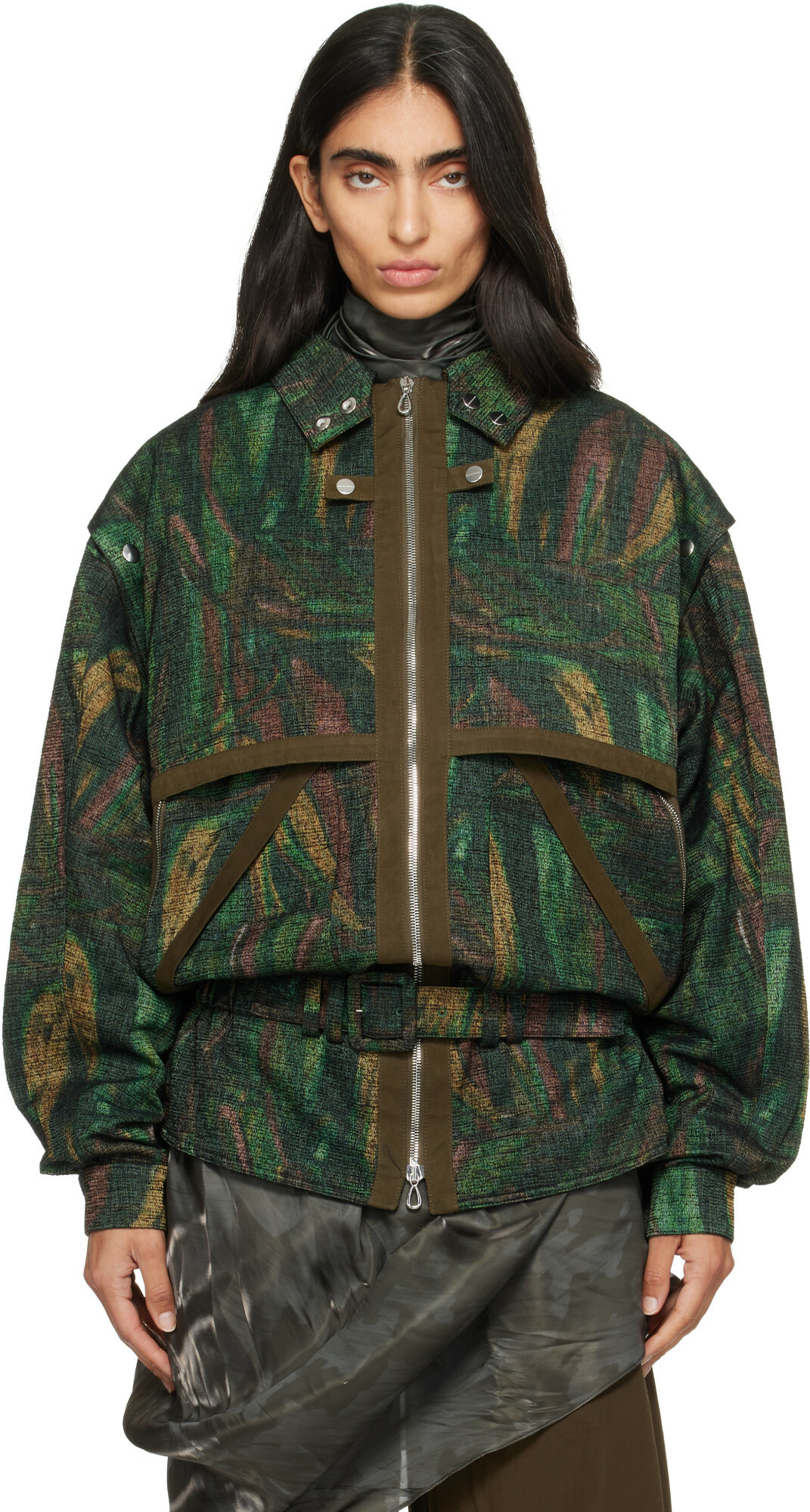 Kiko Kostadinov Green Heron Belted Jacket