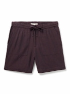 SMR Days - Straight-Leg Striped Cotton Drawstring Shorts - Burgundy