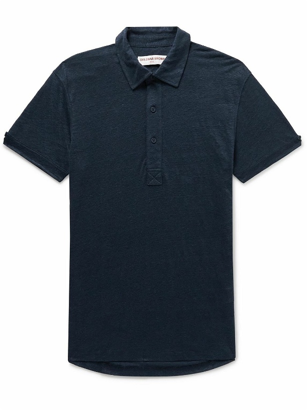 Photo: Orlebar Brown - Sebastian Slim-Fit Linen-Jersey Polo Shirt - Blue
