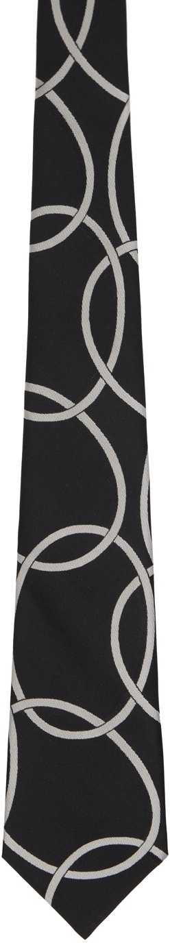 Photo: Comme des Garçons Homme Deux Black & White Silk Geometric Pattern Tie