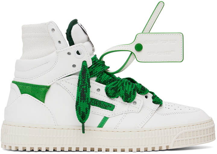 Photo: Off-White White & Green 3.0 Off Court Sneakers
