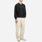 Uniform Bridge Men's Argyle Collar Cardigan in Black