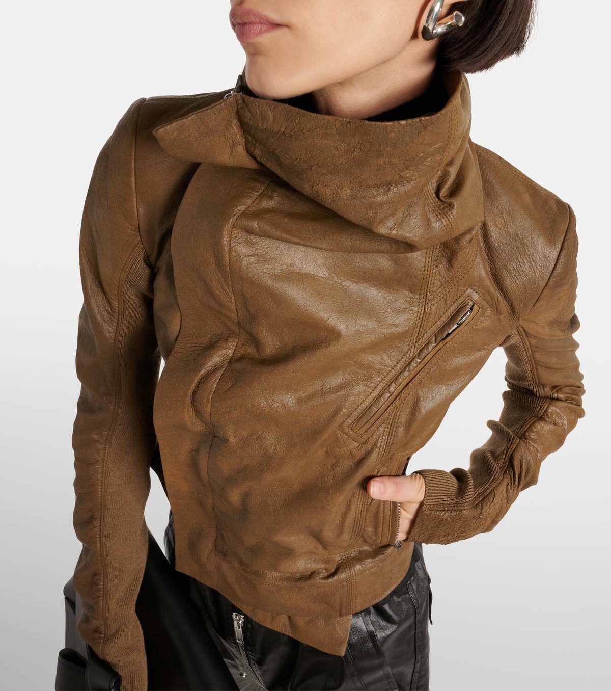 Rick Owens Asymmetric leather biker jacket Rick Owens