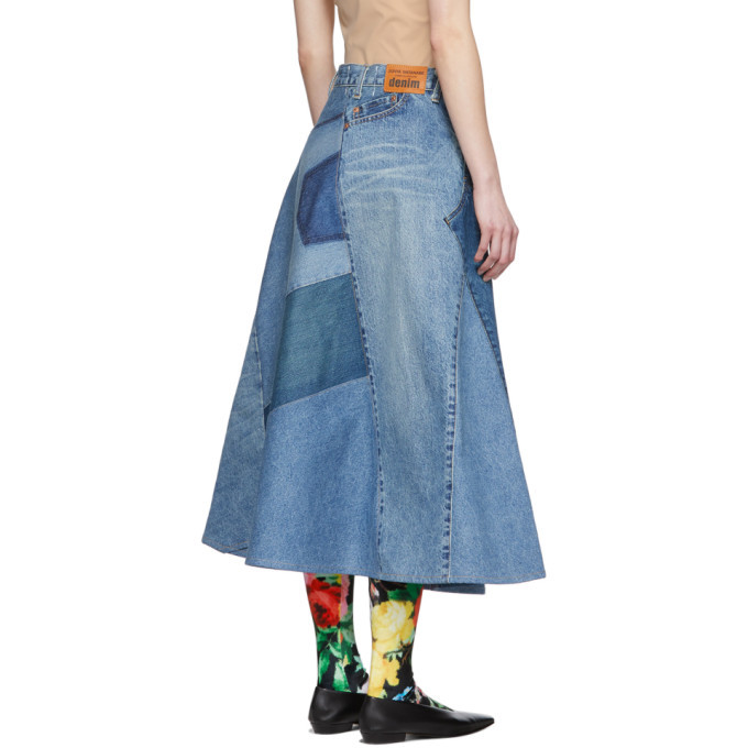 Junya Watanabe Blue Denim Patchwork Skirt Junya Watanabe