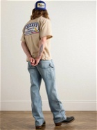 Cherry Los Angeles - Mechanic Camp-Collar Logo-Appliquéd Cotton-Blend Shirt - Neutrals