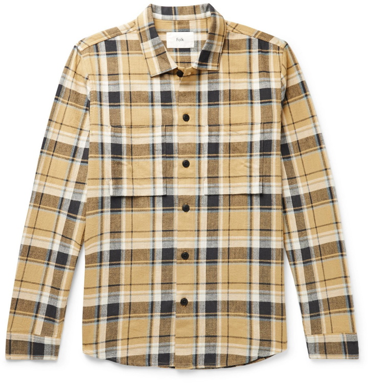 Photo: Folk - Checked Cotton-Flannel Shirt - Yellow