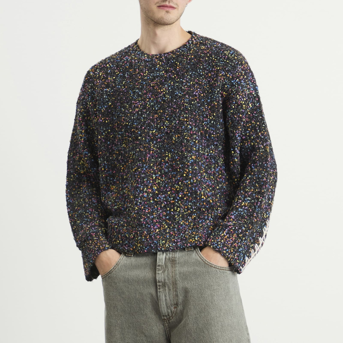 ACMH by Magic Castles Men's Rev Crew Neck Jumper in Black Multi ACMH by ...