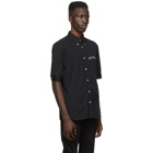 Alexander McQueen Black Poplin Embroidered Logo Short Sleeve Shirt