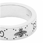 Gucci Men's Jewellery Bee Motif Ring M in Silver