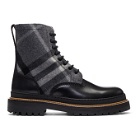 Burberry Black and Grey Check Shearling William Boots