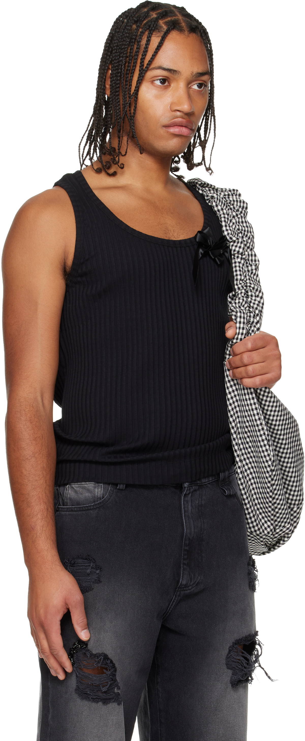 Simone Rocha Black Ribbon Daisy Tank Top