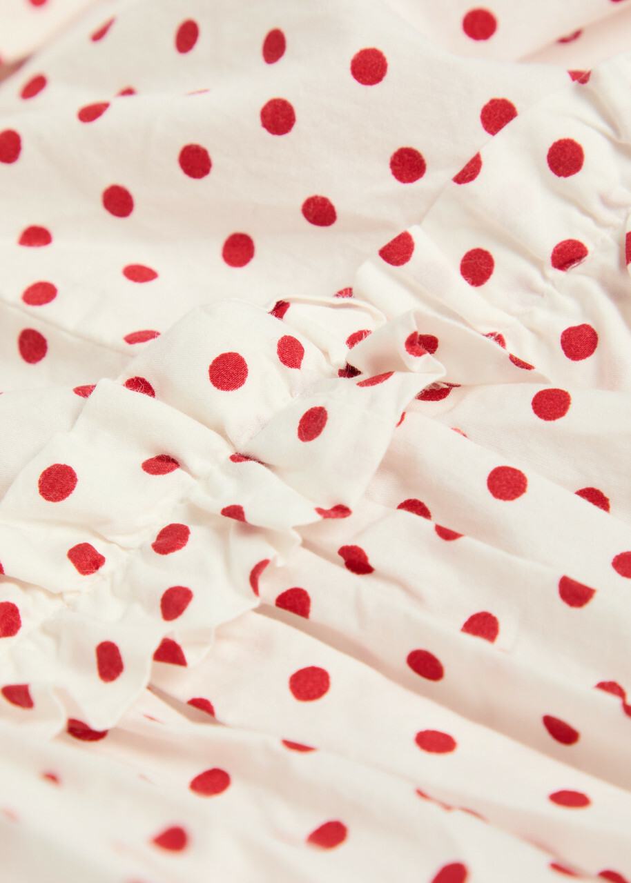 Damson Madder Meri Polka-dot Ruffled Cotton-poplin Mini Dress White