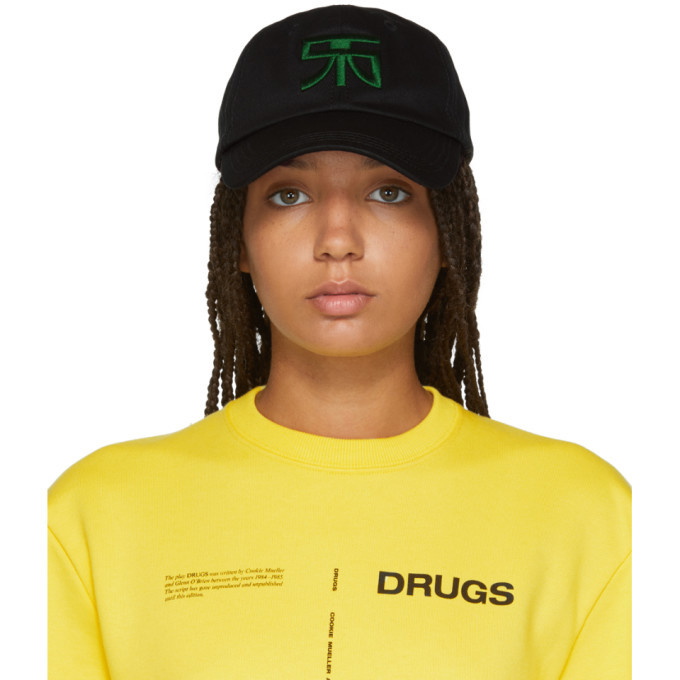 Raf Simons Black Embroidered Logo Baseball Cap