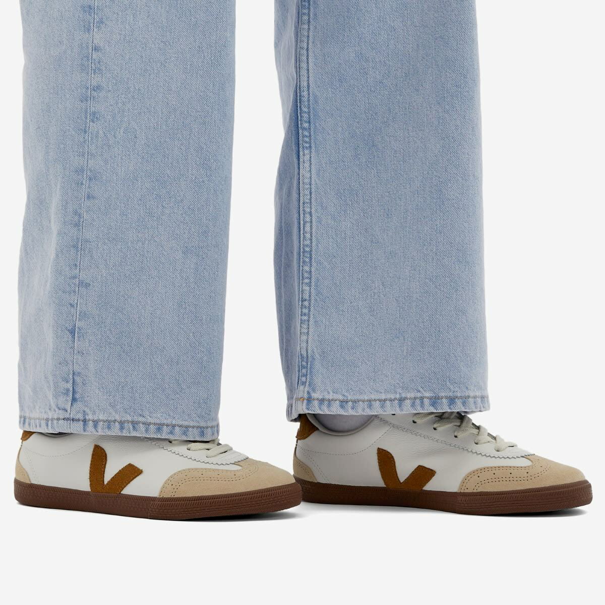 Veja Women's Volley O. T Leather Sneaker in White Tent Bark VEJA