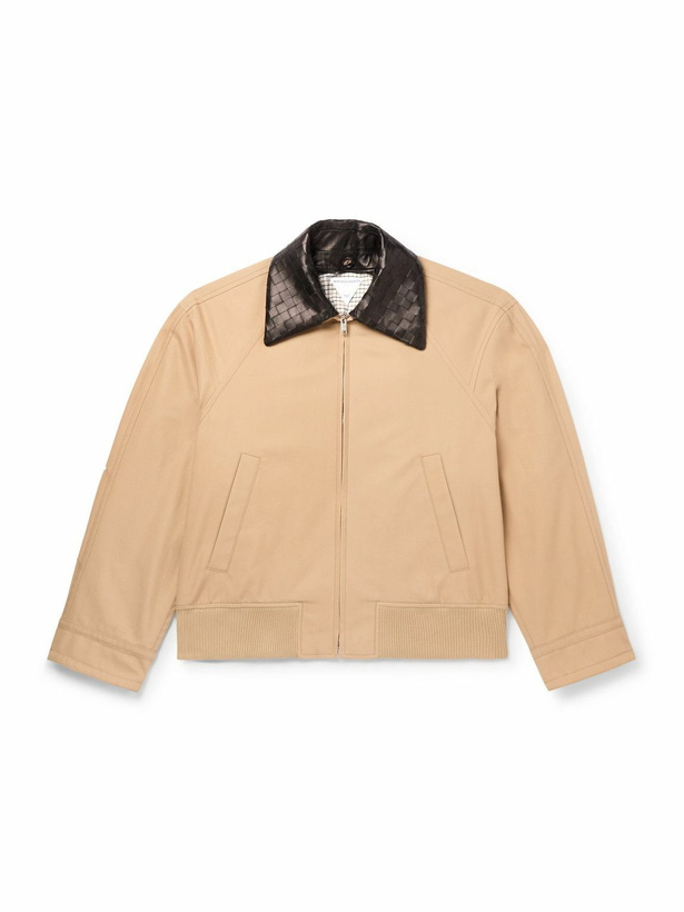 Photo: Bottega Veneta - Intrecciato Leather-Trimmed Cotton-Twill Blouson - Brown