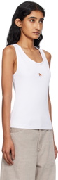 Maison Kitsuné White 'Baby Fox' Ribbed Tank Top
