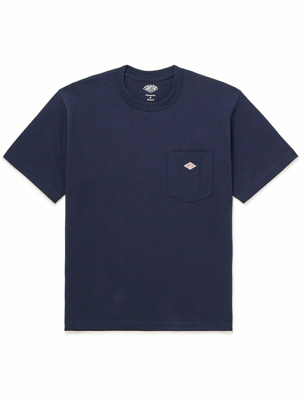 Photo: Danton - Logo-Appliquéd Cotton-Blend Jersey T-Shirt - Blue