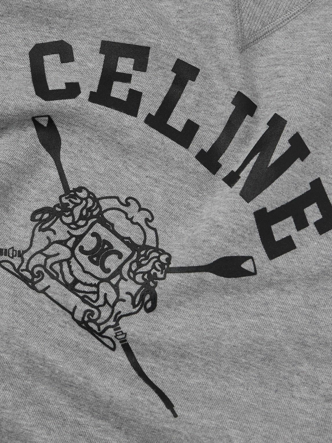 CELINE - Cropped Logo-Print Cotton-Jersey Sweatshirt - Gray