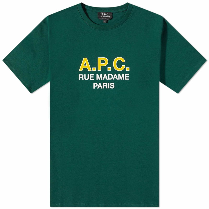 Photo: A.P.C. Men's Madame Logo T-Shirt in Dark Green