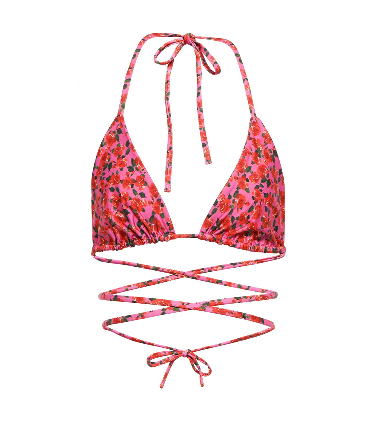 Floral appliqué triangle bikini top