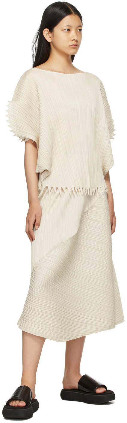 Pleats Please Issey Miyake Beige Leaf & Spice Blouse Pleats Please