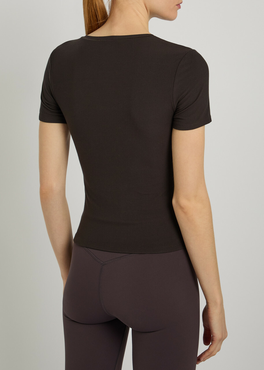 Tala 365 Ribbed Stretch-modal T-shirt Brown