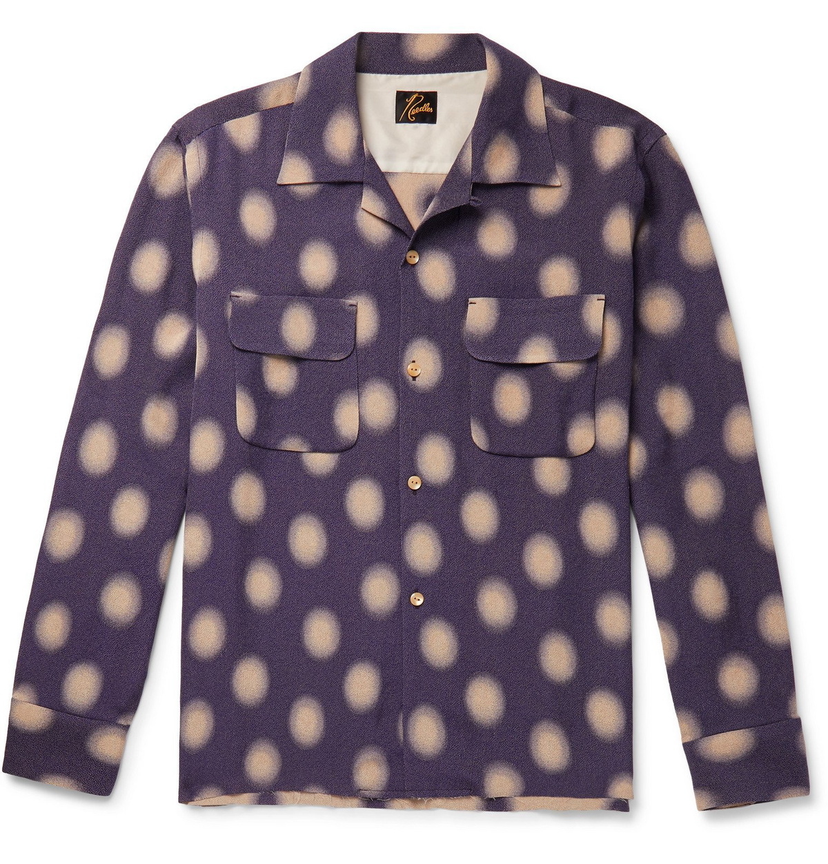 Needles - Camp-Collar Polka-Dot Crepe Shirt - Purple Needles
