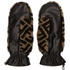 Fendi Black and Brown Fur Forever Fendi Gloves