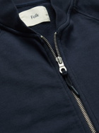 Folk - Rivet Organic Cotton-Jersey Bomber Jacket - Blue