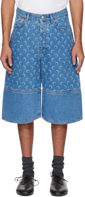 Photo: Marine Serre Blue Moon Laser Denim Shorts