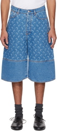 Marine Serre Blue Moon Laser Denim Shorts