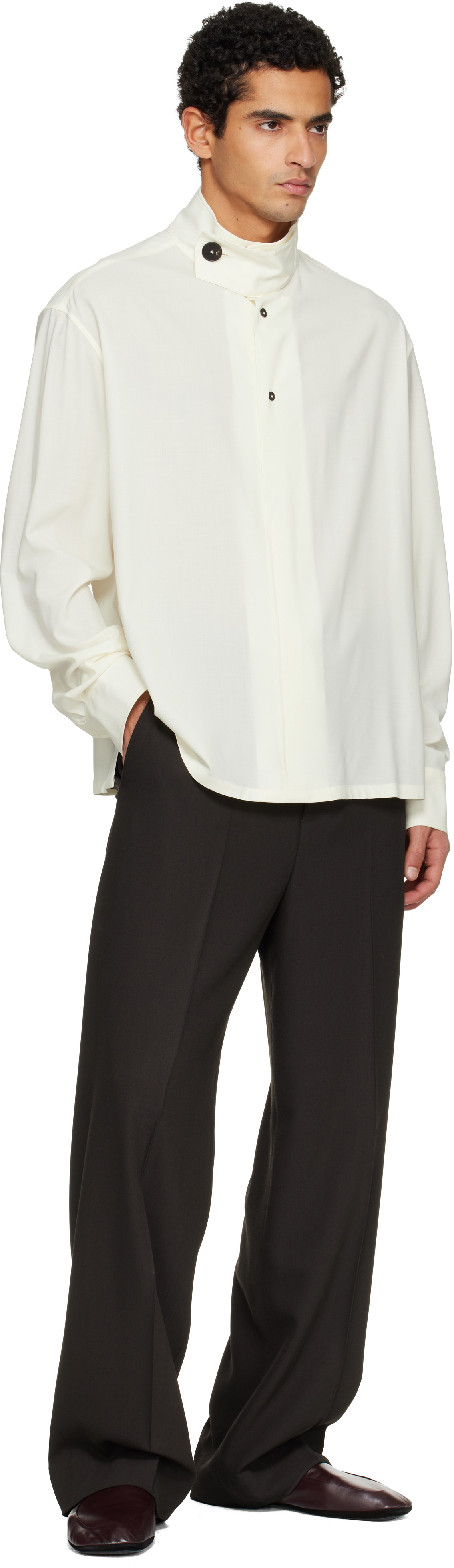 Lanvin Brown Loose-Fit Tailored Trousers