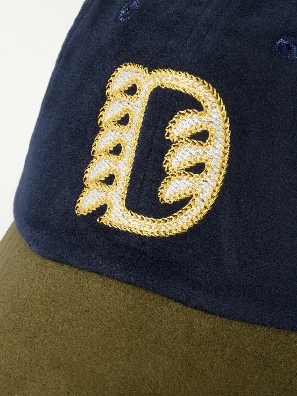 Drake's - Logo-Embroidered Two-Tone Cotton-Flannel Baseball Cap
