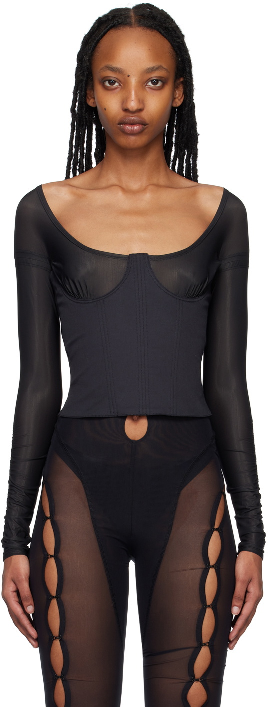 KNWLS SSENSE Exclusive Black Scythe Bustier Blouse KNWLS