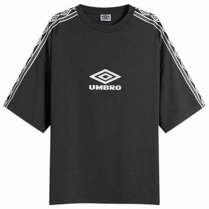 Photo: Umbro by Slam Jam Men's Offence Defence Tape T-Shirt in Washed Black