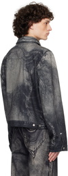 CAMPERLAB Black & Gray Distorted Print Denim Jacket