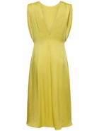 JIL SANDER - Sleeveless Gathered Satin Midi Dress