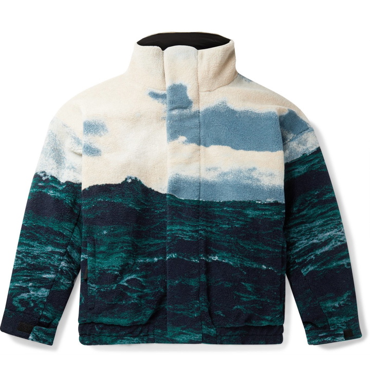 Photo: Burberry - Printed Padded Fleece Bomber Jacket with Detachable Liner - Blue