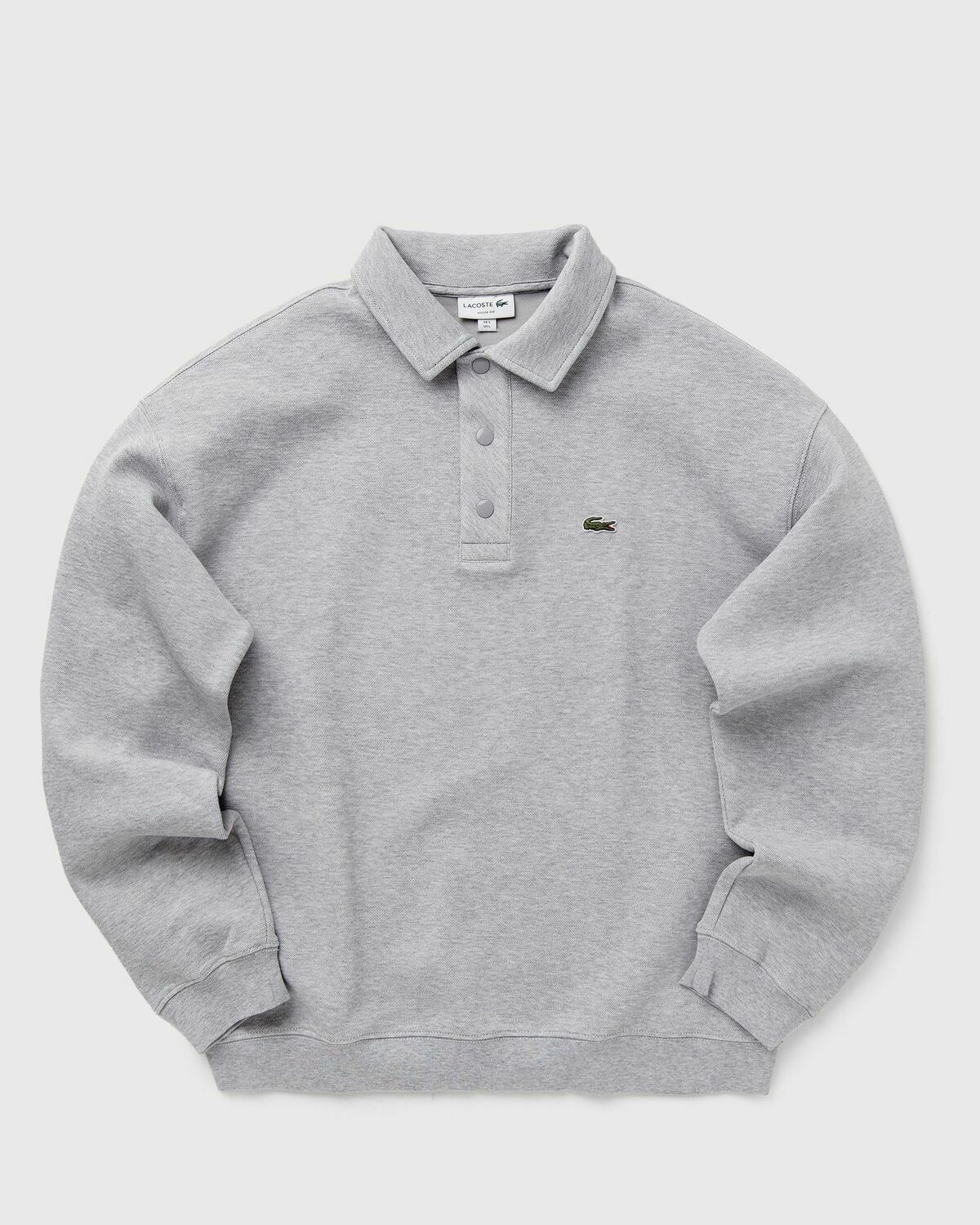 Lacoste Loose Fit Sweatshirt With Polo Collar Grey Half Zips