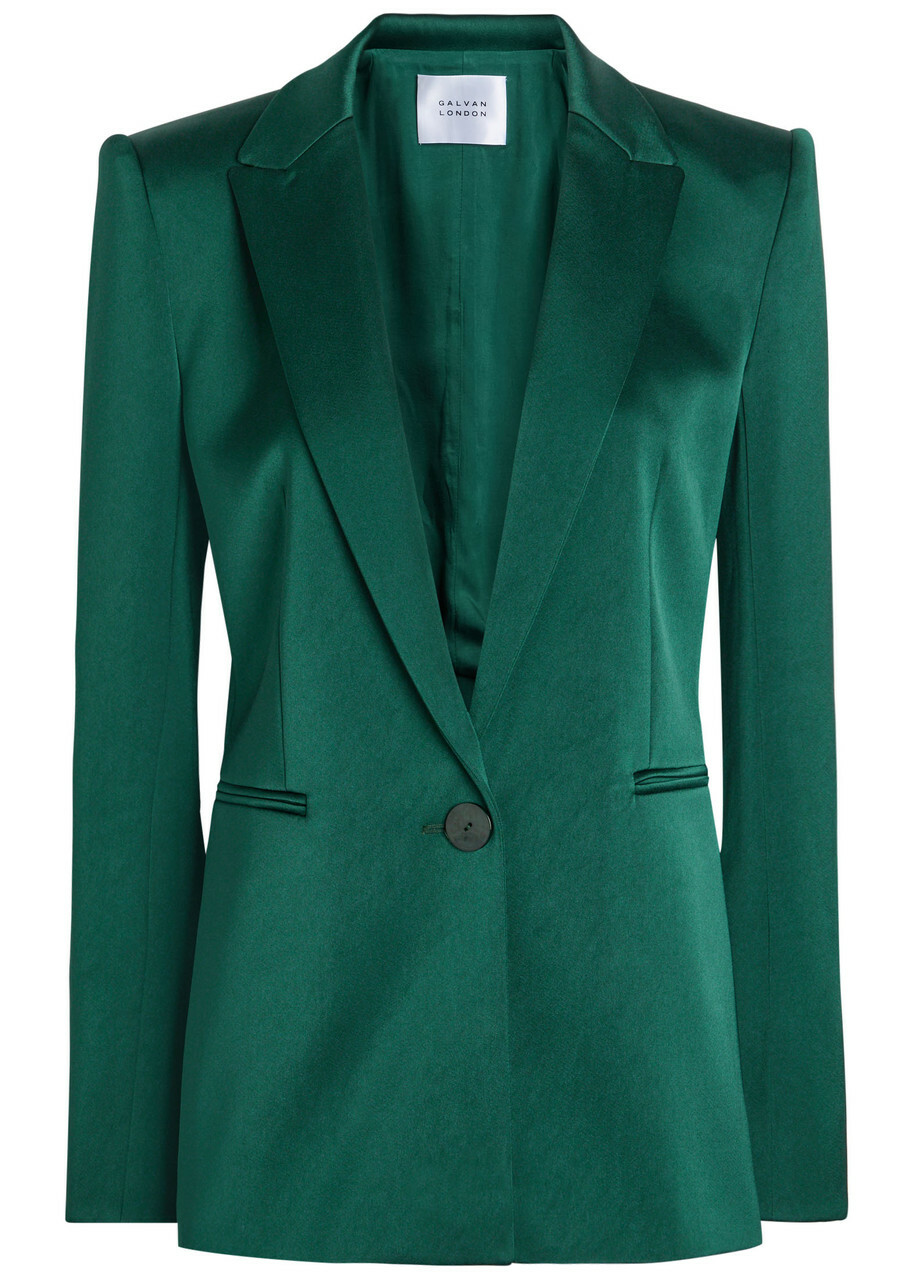 Galvan Sculpted Satin Blazer Green